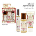 SET DE PERFUMES Y CREMA DE MANOS - ROSAS -FLOWER SECRET