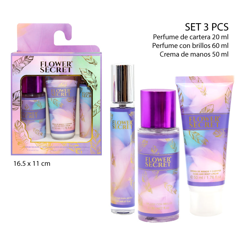 SET DE PERFUMES Y CREMA DE MANOS - FRESCO -FLOWER SECRET